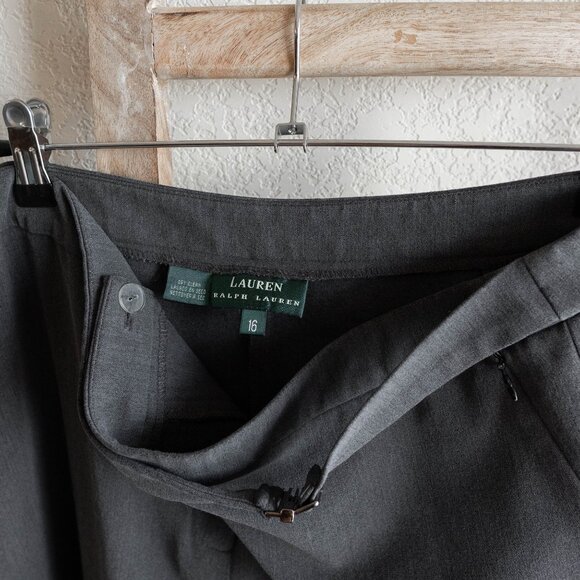 Ralph Lauren Womens Sz 16 Gray Straight Leg Dress Pants Slacks Silver Buckle - Picture 3 of 10